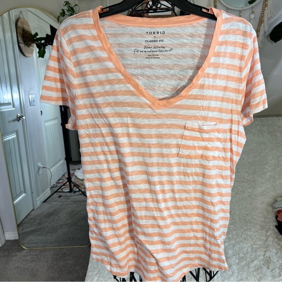 Torrid SLUB PEACH STRIPE TEE - Picture 2 of 7
